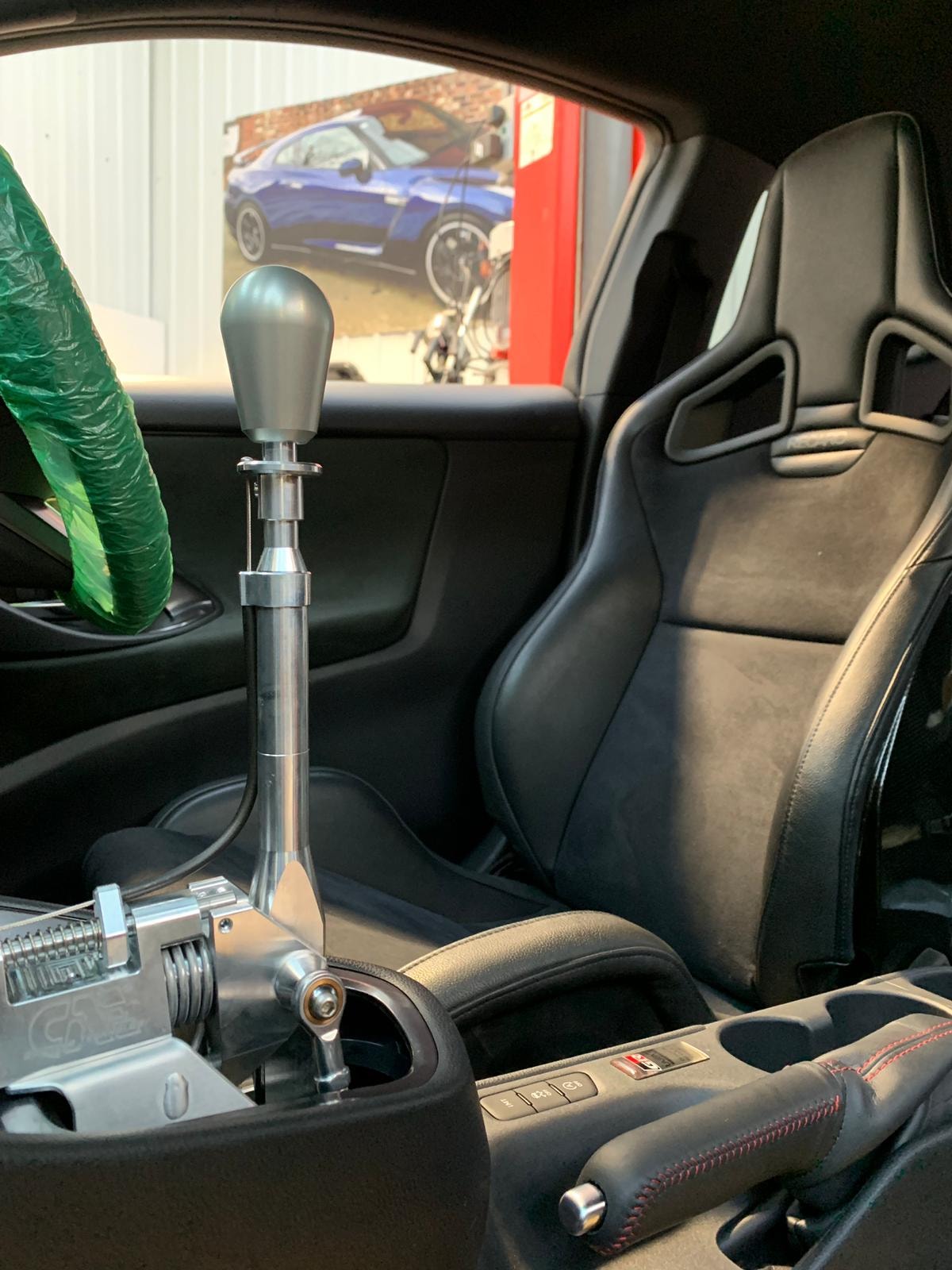 Short shifter fitted in a performance car